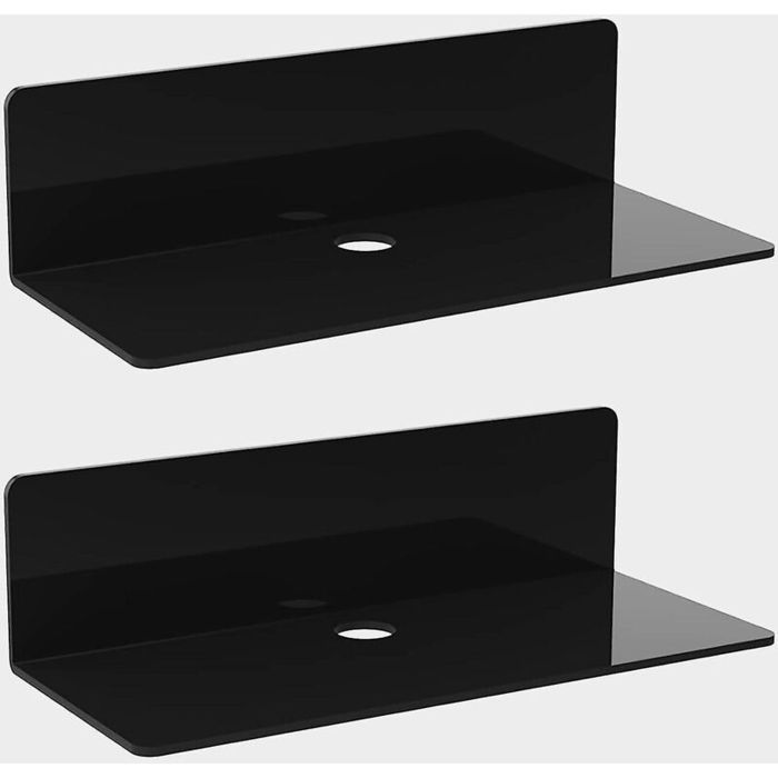 Étagère murale acrylique - MAX® - Lot de 2-Noir-Adhésif sans perçage pour salle de bain cuisine salon Étagère murale acrylique - MAX® - Lot de 2-Noir-Adhésif sans perçage pour salle de bain cuisine salon