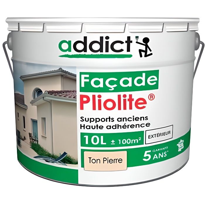 Peinture Mat pour façade à base de résine Pliolite 10 L - Ton pierre -  ADD111501 - Addict Ton Pierre - Achat / Vente peinture - vernis Peinture  Mat pour façade à - Cdiscount