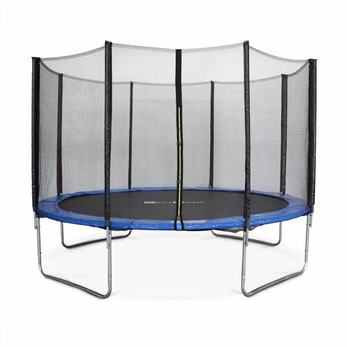 Photo de trampoline-rond-o370cm-bleu-avec-son-filet-de-protection