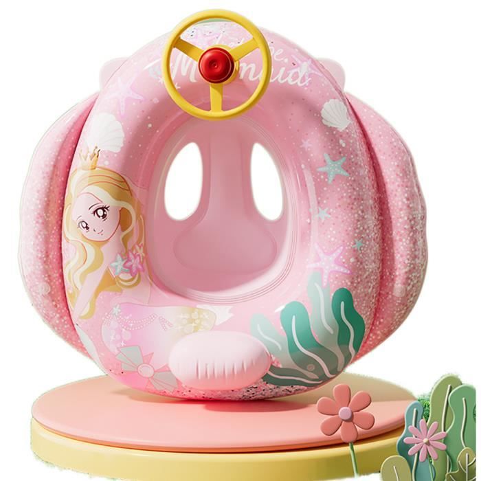 Bouée Sirène Géante 110 Cm - Anneau Gonflable PVC Pour Piscine Et Plage, Rose Doré