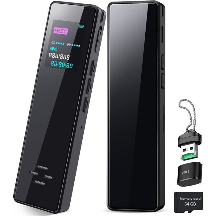 Dictaphone Volorful 144Go USB-C : Enregistreur Vocal Numérique Avec écran Couleur 1,44 Pouce