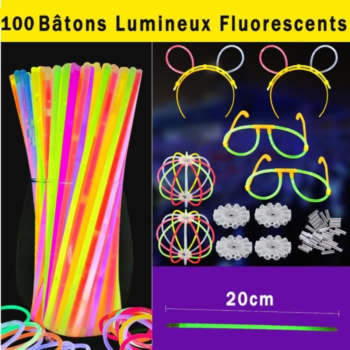 Nuangoo 130 Pièces Bracelet Fluorescent,Fluorescent Lumineux，Pour fabriquer  des colliers et des bracelets pour les carnavals, les fêtes et les