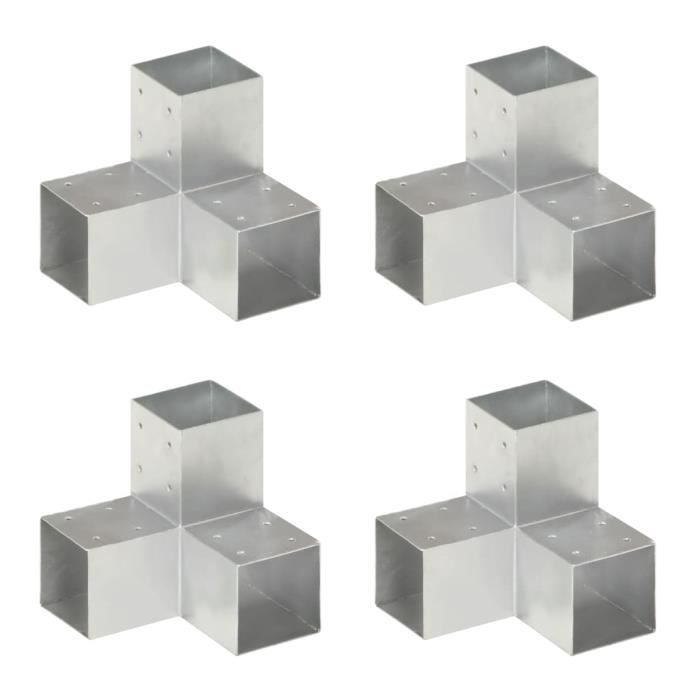 Connecteurs de poteau 4 pcs Forme en Y Métal galvanisé 91x91 mm -BK145474 (PLA)