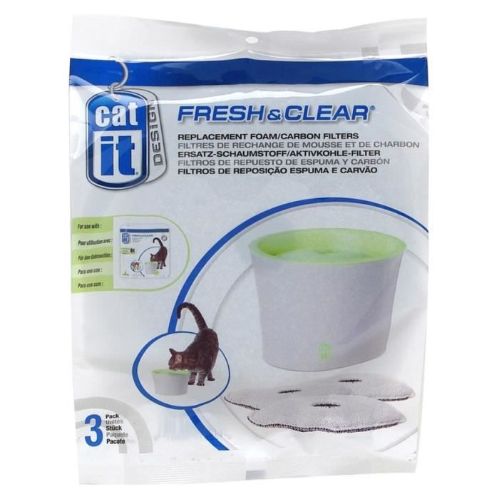 CAT IT Lot de 3 recharges charbon fontaine 17,5x17x5cm - Pour chat
