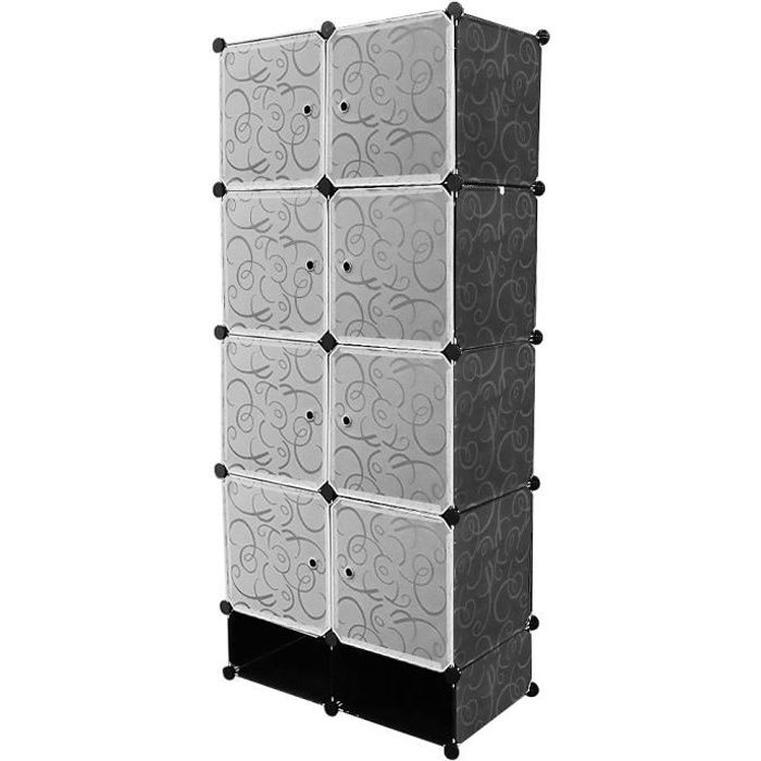 Armoire avec Penderie Modulable 8 Cubes+ 2 Cubes Chaussures, Penderie