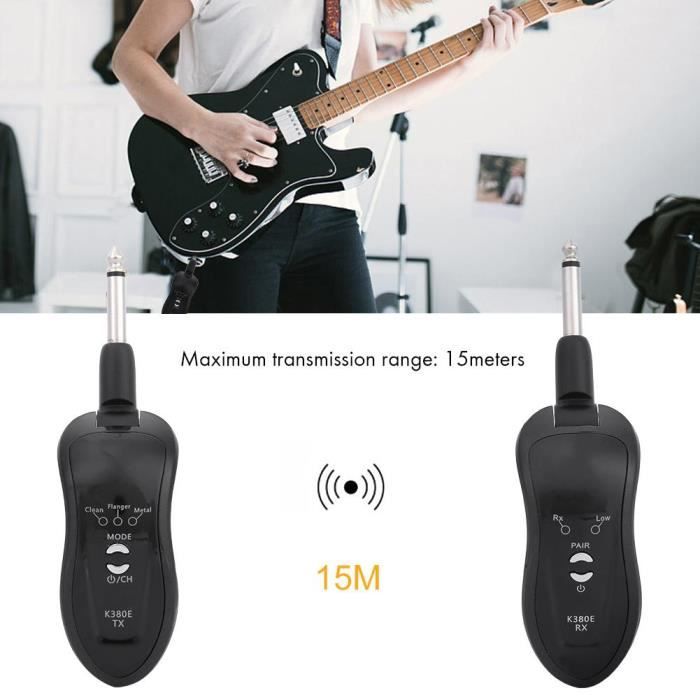 Système Sans Fil UHF Pour Guitare/basse Woodbrass - Émetteur Et Récepteur, 50 M, Rechargeable, Zéro Latence