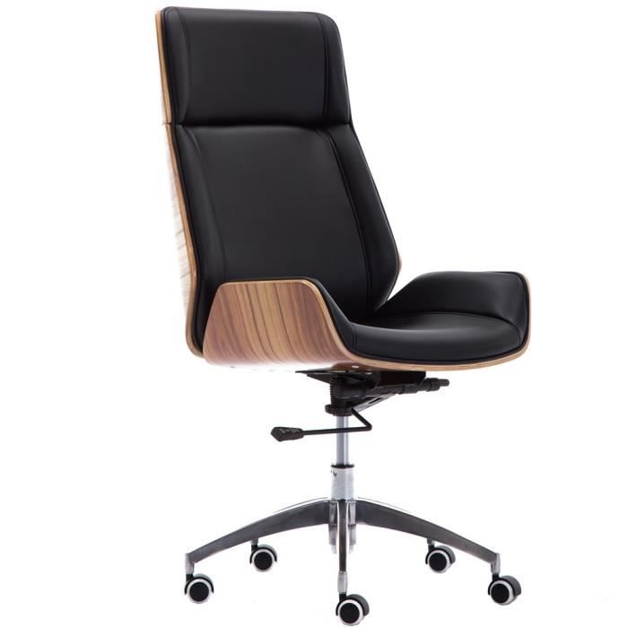 noxen aron fauteuil pivotant | couleur : noir - marron | cuir écologique | parfait pour le bureau à domicile, la chambre d'enfant