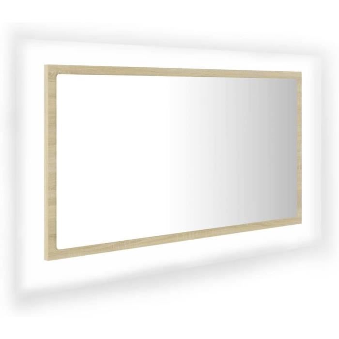 Miroir de salle de bain à LED - Maison Intérieur - Chêne Sonoma - 80x85x37 cm