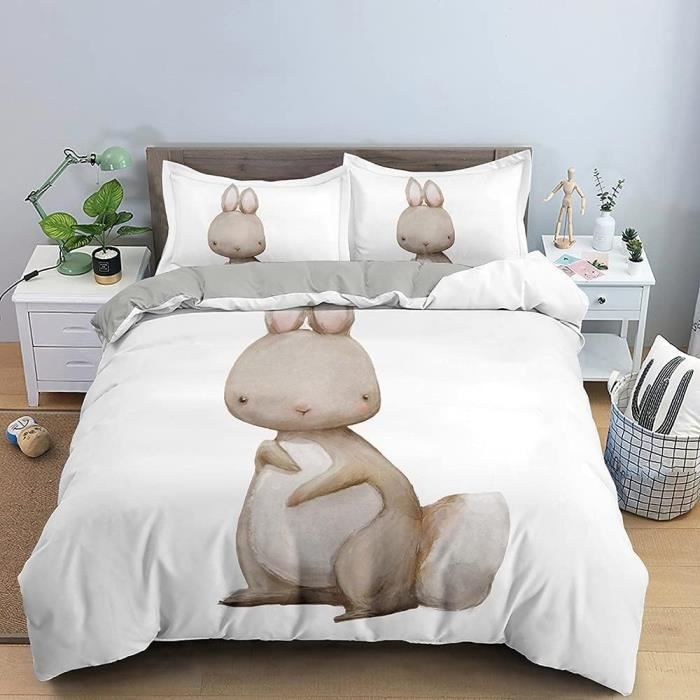 Ensemble De Housse De Couette - FDIT - Blanc Et Marron - 220x240 Cm