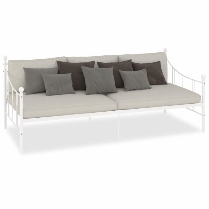 Lit banquette - Cadre de lit de repos - Canapé Lit Banquette Blanc Métal 90 x 200 cm