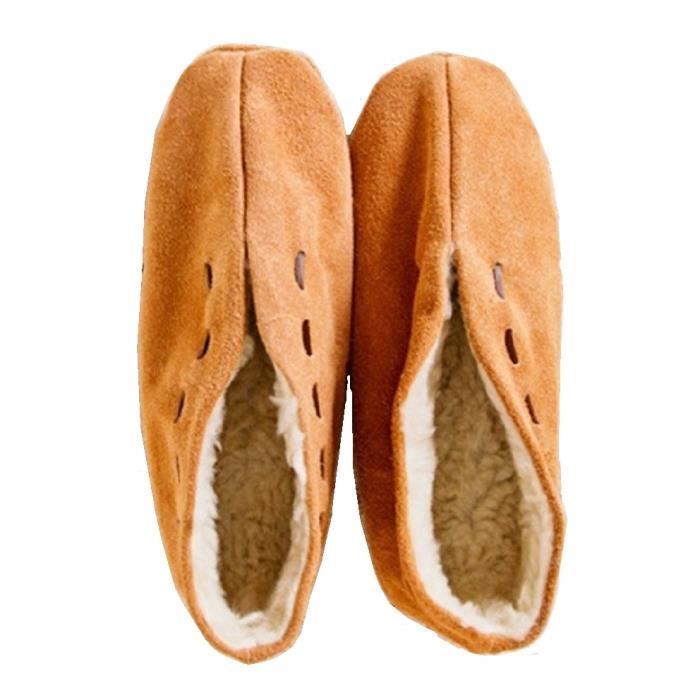 Chausson croute de cuir clearance