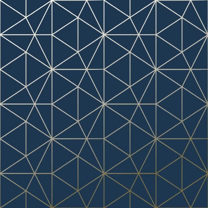 Metro Triangle Papier peint Triangle géométrique - Bleu marine et or - WOW008