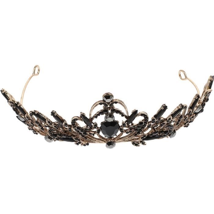 Vintage Noir Couronnes Baroque Reine Diadème Bijoux Baroque Reine