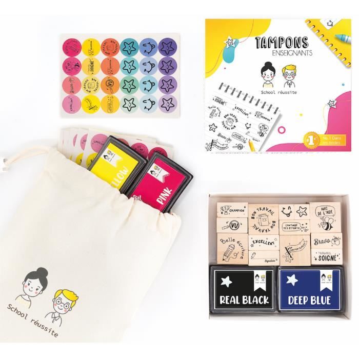 Tampon enseignant en français, Boîte 13 Tampons motivation Encreurs - - Jouets