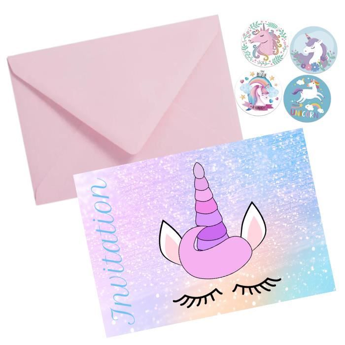 Dlm 8x Carte Invitation Licorne Avec Enveloppes Et Stickers Anniversaire Soiree Pyjama Spectacle Creee Et Fabriquee En France Cdiscount Beaux Arts Et Loisirs Creatifs