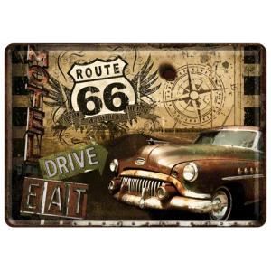 Plaque Décorative Route 66 Vintage DiiliHiiri - Panneau Métal Rétro 30x15cm Pour Garage, Bar Et Décoration Maison