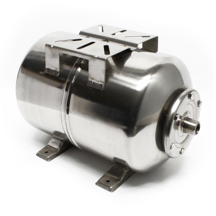 Wiltec Réservoir pression à vessie – 50 Litres – 550 x 360 x 375 mm – en Acier inoxydable – Version horizontale – Surpresseur pour l