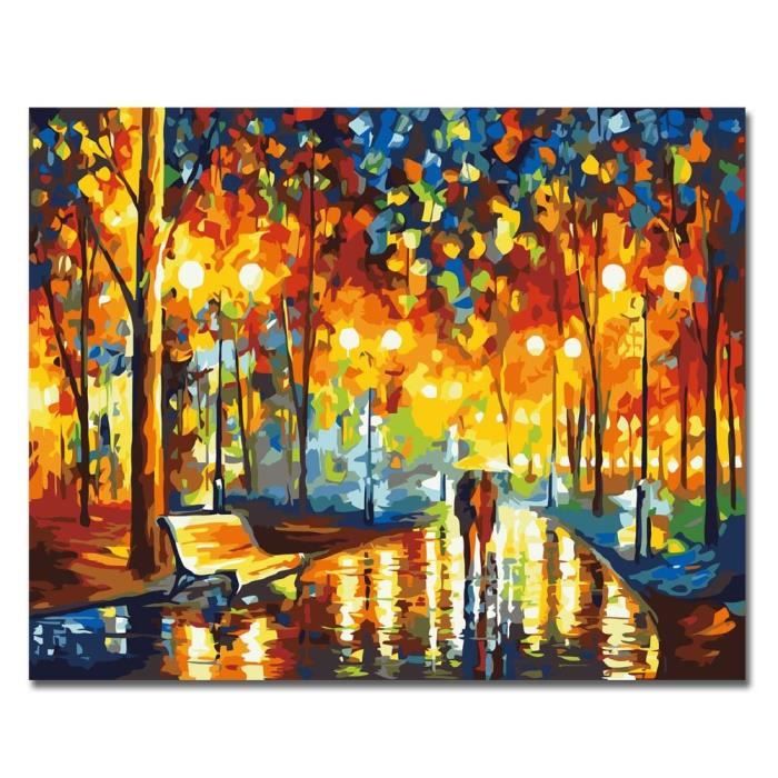 Boshun Cadre En Bois Peinture Par Numero Kits Avec Brosses Et