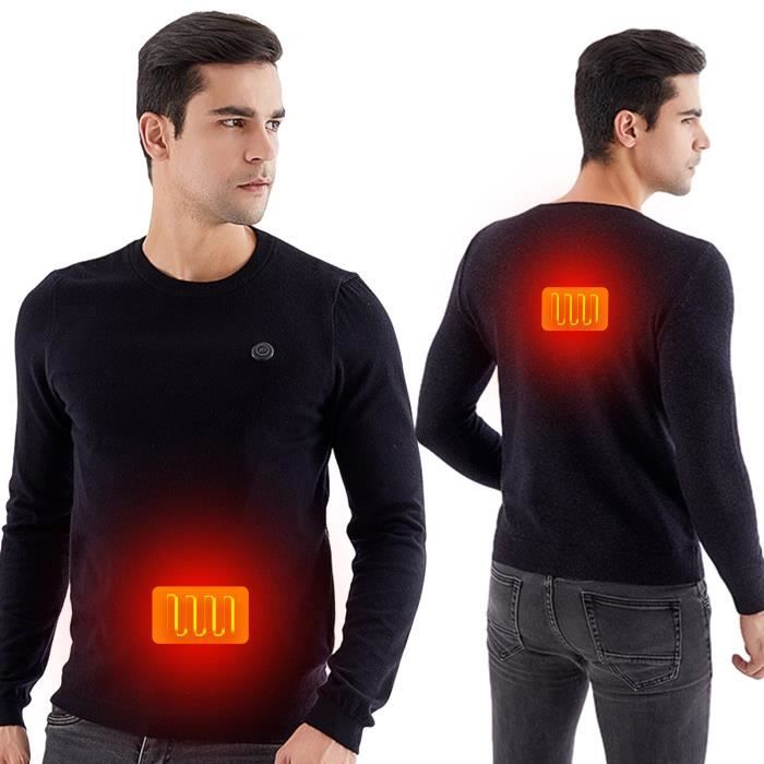 Pull chauffant USB pour homme tricot manches longues veste