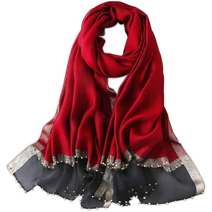 lumisyne printemps nouveau style foulards en soie de mousseline femme écharpe de couleur unie élégante soie avec tulle décora 557