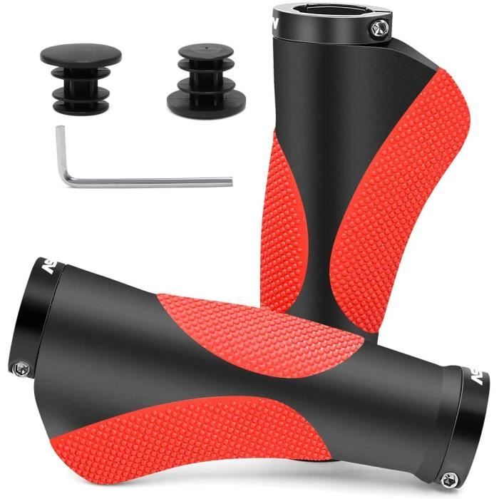 Guidon Vtt Poignées BeiLan - 2 Pièces Caoutchouc Antidérapant - Double Verrouillage Aluminium - Pour Vélo, VTC, BMX Accessoires Vélo Confort