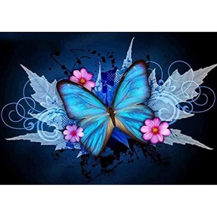 Kit Peinture Diamant 5D Complet - Motif Papillon 40x30 Cm Pour Décoration Murale DIY - Loisir Créatif Anti-stress