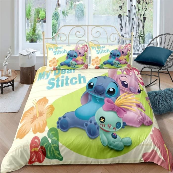 parure de couette disney lilo stitch parure de lit 12 personne avec housse de couette en microfibre 3d imprimeacute ensemble d1260 cdiscount maison