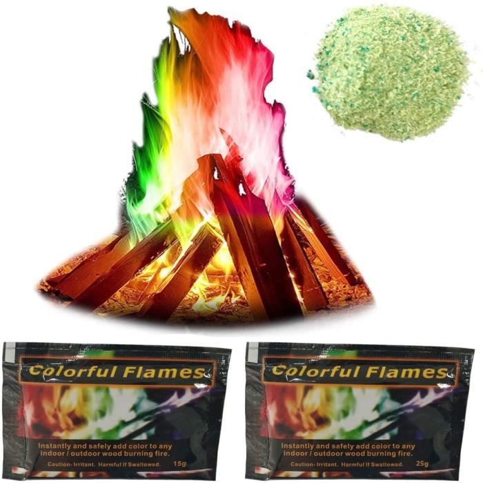Poudre Feu Changeant Couleur Poudre De Feu Magique Flammes Magiques Paquets Changeants De Couleur Cônes Feu Longue Durée