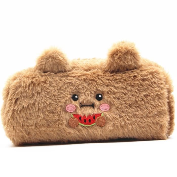 Trousse Ours Kawaii En Silicone Souple - Porte-stylos Rétractable Avec Porte-clés - Rangement Crayons, Maquillage
