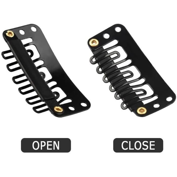 Clips à pression en Silicone pour Extensions de cheveux, 9 dents