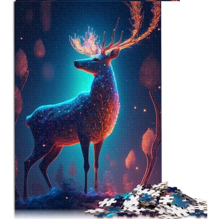 Puzzle cerf cosmique 1000 pièces en bois AUTREMENT Animaux Adulte Blanc Cdiscount Jeux