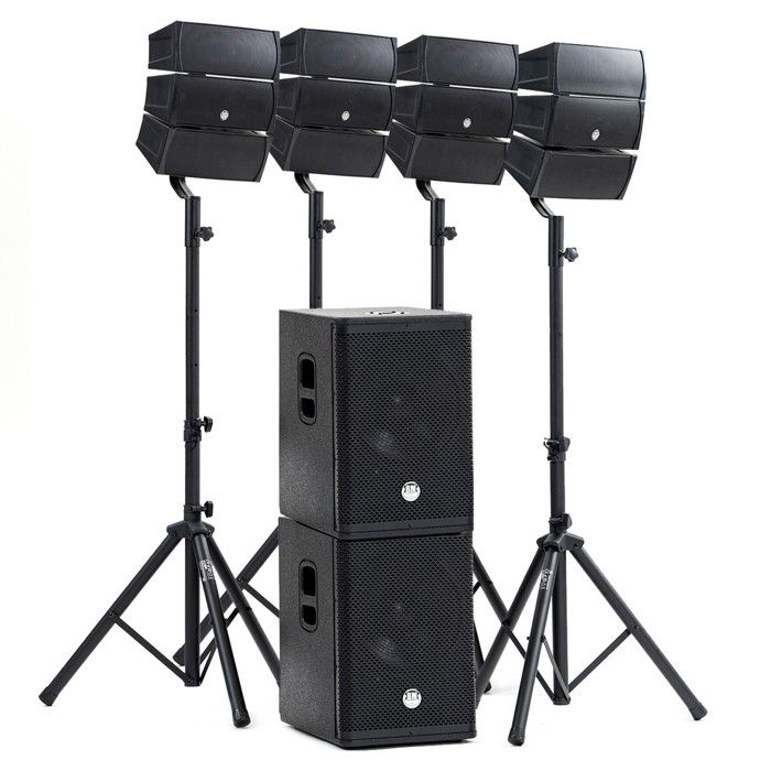 Pack Sono DJ Complet BM Bmsonic BMS 12 ARRAY BT, 1000W, Enceintes Satellites, Caisson 31cm USB/Bluetooth, Supports Câbles