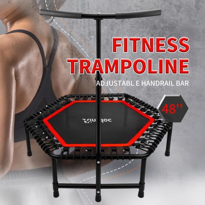 Trampoline pliable Fitness 120cm avec accoudoirs réglables, Red - Sport
