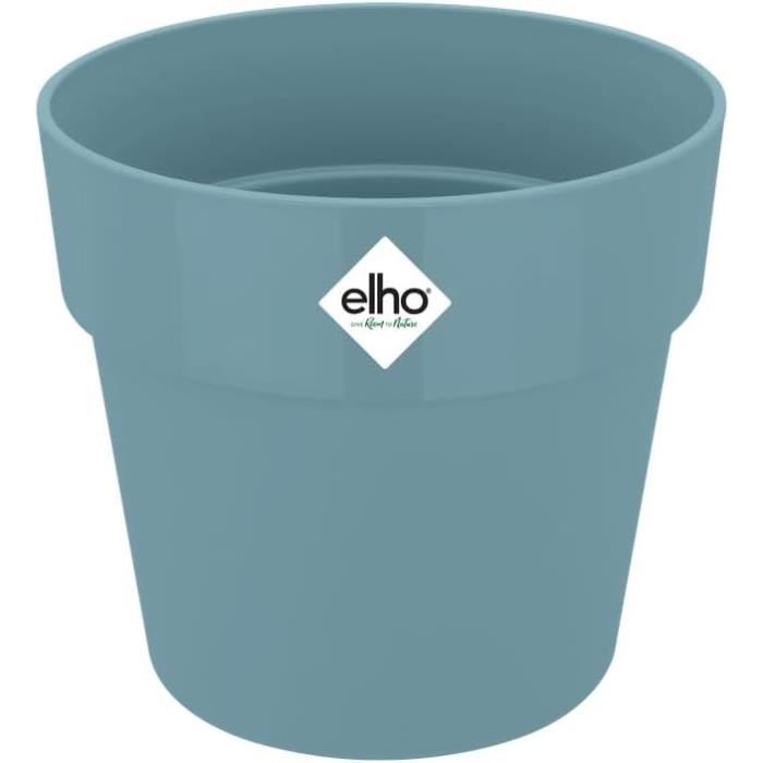 Pot De Fleur Intérieur Elho Ocean Collection Rond Avec Système D'Irrigation - Plastique 100% Recyclé (Déchets Marins), Vert Pacifique, 22.3x20.4 Cm
