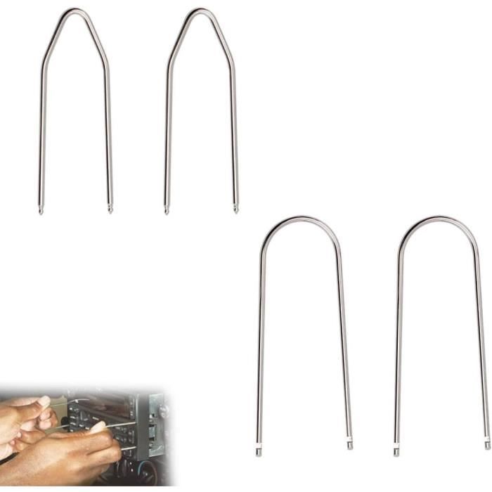 KASESSS 10 Pièces Kit Cle Extraction Autoradio, Outil de Déverrouillage D' autoradio Réutilisable, Acier Inoxydable Clef Extraction Autoradio Compatible avec Mercedes Audi Porsche Renault BMW Opel