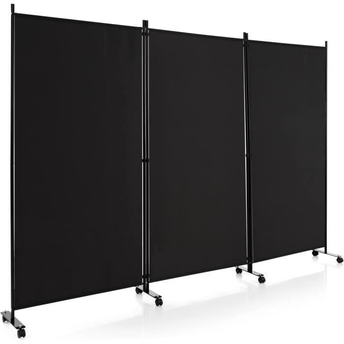 Paravent En Feutre KARAT - 3 Panneaux Double Face Avec Roulettes - 180x180cm - Cloison Bureau Ou Présentation