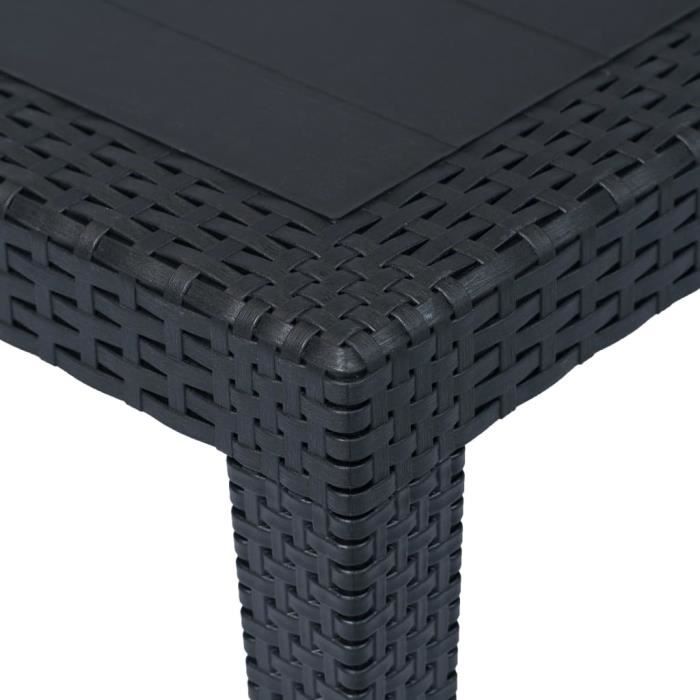 Lisa-Boutique Table de jardin Anthracite 150x90x72 cm Plastique Aspect rotin 84399