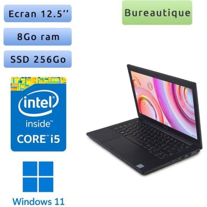 Dell Latitude 7290 – Windows 11 – i5 16Go 256Go SSD – 12.5 – Webcam – Ordinateur Portable PC Noir
