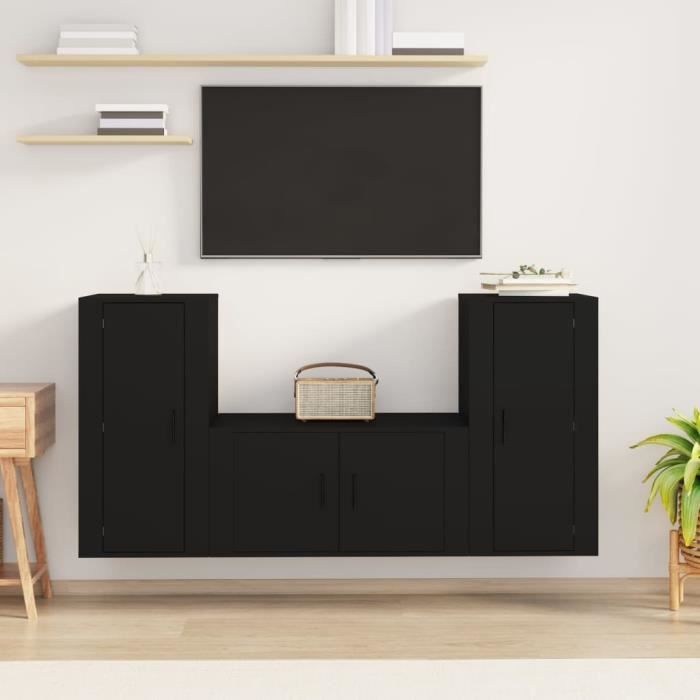 Ensemble de meubles TV suspendu - OVONNI - Blanc - Contemporain