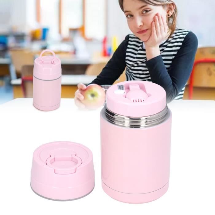 Bocal Isotherme En Acier Inoxydable 430 Ml - Étanche, Avec Cuillère Pliante - Idéal Repas à Emporter, Sans BPA (Rose)