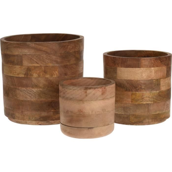 Jardinière en bois MANGO, lot de trois pots de différentes tailles