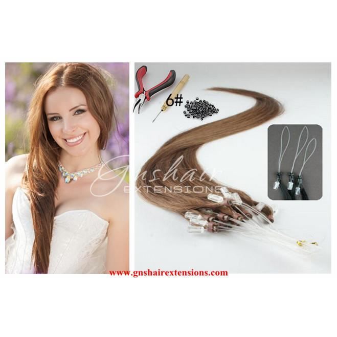 Extensions Cheveux Pose à Froid Easy Loop - Naturel 53cm Châtain Caramel - 50-200 Pièces - Neuf