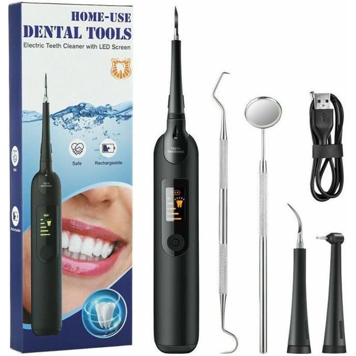 Détartreur Dentaire électrique GlobalShop - Pour Nettoyer Le Tartre à La Maison, étanche IPX6, Batterie 300mAh