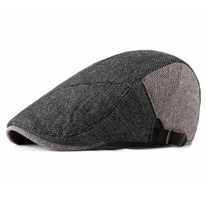 Casquette En Denim Style Britannique Pour Homme - Modèle Western Avec Visière - Noir - Taille Unique Ajustable - 3