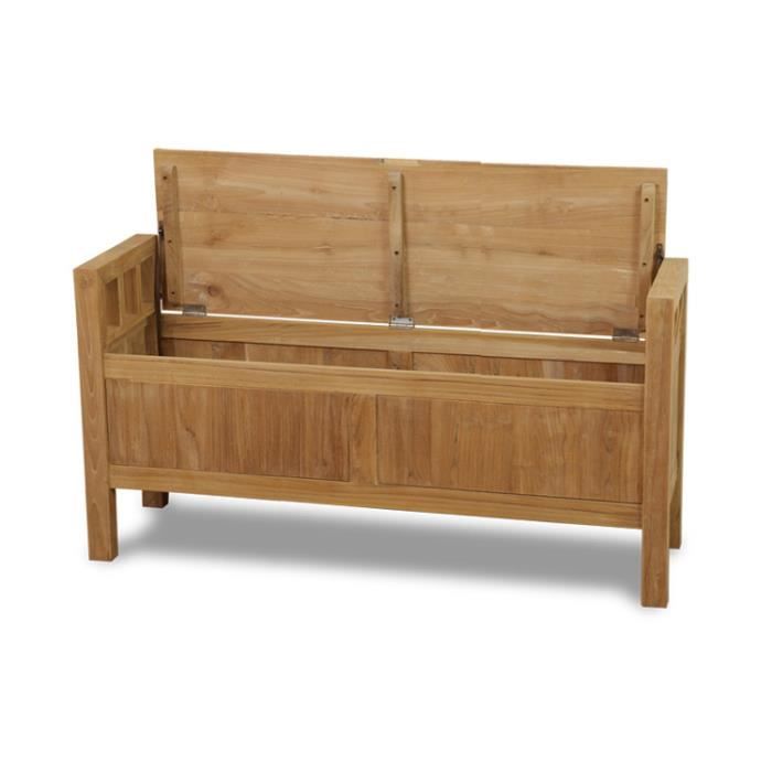 Banc Coffre D Interieur En Teck 130 Cm Achat Vente Banc Marron