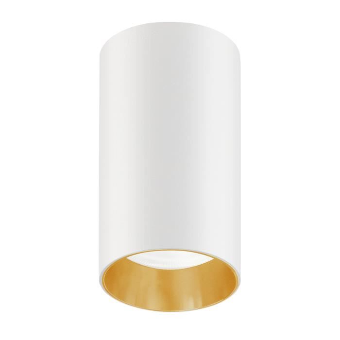 Luminaire de surface Maclean MCE458 W/G tube, spot, rond, aluminium, GU10, 55x100mm, blanc / or