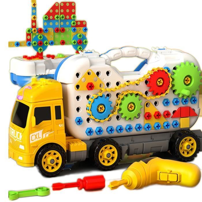 160 Pièces Blocs de Construction,Camion Puzzle 3D,Boite a Outil avec  Perceuse électrique,Jeu de Construction pour Enfants de 3+ Ans