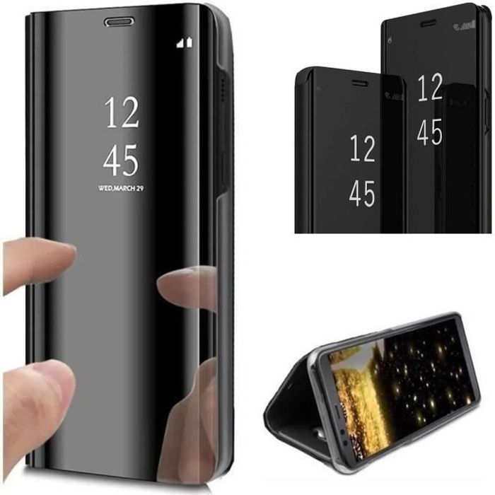 Coque Flip Cover Pour Samsung Galaxy S20, S20 Plus, Ultra - Housse Rabat Magnétique Noir Mat