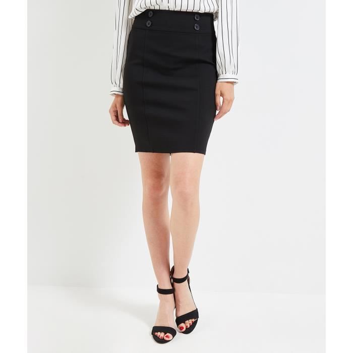 Jupe noire discount droite genoux