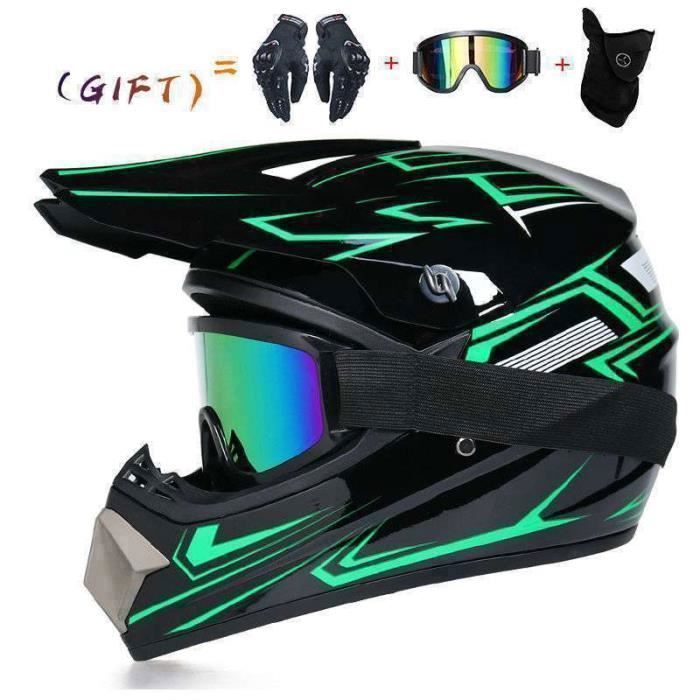 Casque Motocross Adulte Homologué DOT - Avec Lunettes, Masque Et Gants - Pour VTT, BMX, Dirt, Tout-terrain - Taille S à XL